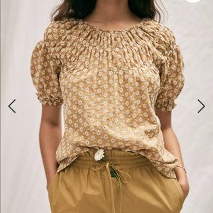 Madewell Shirred Daisy Eyelet Top size XS